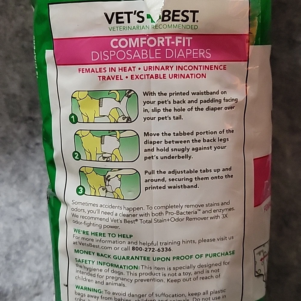 Vet's Best Disposable Diapers NEW